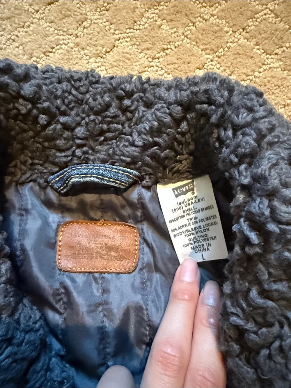 Levi's Blue Denim Kids Jacket with Gray Sherpa Collar